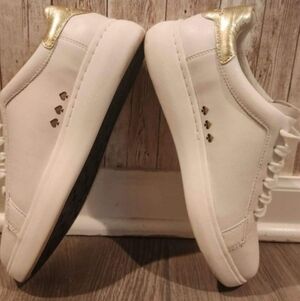 Kate Spade Leather Sneakers Womans Size 9.5Beautiful With Gold Accents